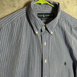 Ralph Lauren Shirt‎ Men's XLT Blue Striped Long Sleeve Button Down Classic Fit